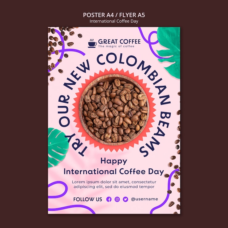 PSD gratuito plantilla de póster del día internacional del café