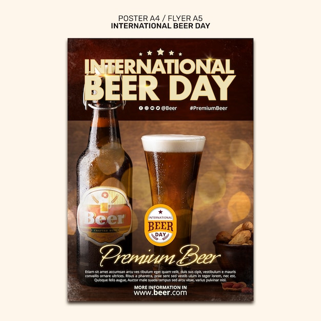 Plantilla de póster del día internacional de la cerveza