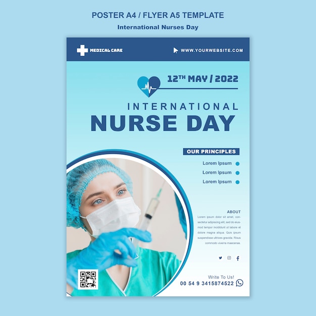 Plantilla de póster del día internacional de la enfermera con degradado