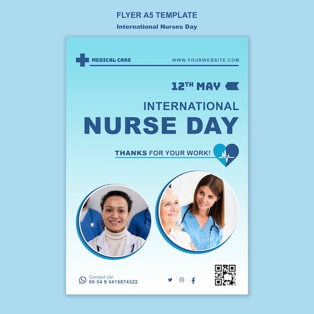 Plantilla de póster del día internacional de la enfermera con degradado