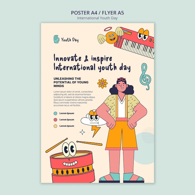 PSD gratuito plantilla de póster del día internacional de la juventud