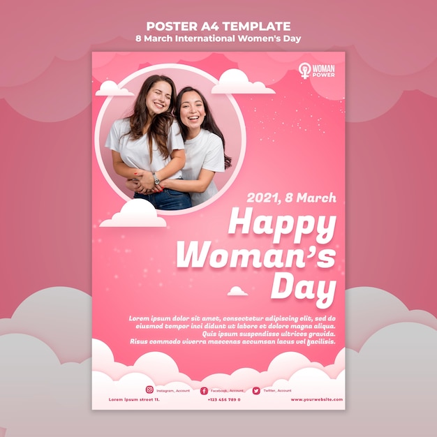 PSD gratuito plantilla de póster del día internacional de la mujer