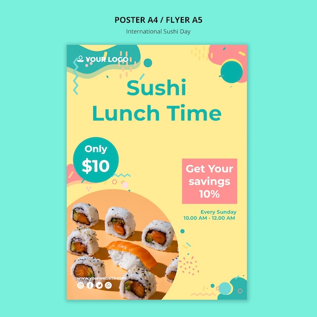 Plantilla de póster del día internacional del sushi