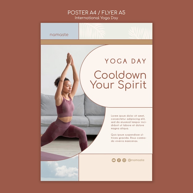 Plantilla de póster del día internacional del yoga