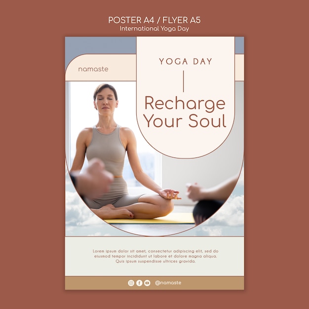 PSD gratuito plantilla de póster del día internacional del yoga