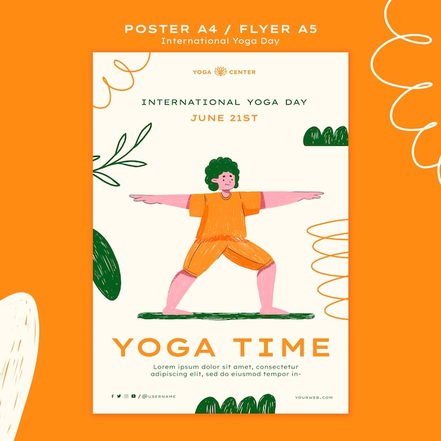 PSD gratuito plantilla de póster del día internacional del yoga