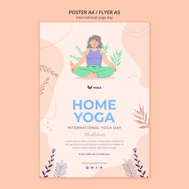 PSD gratuito plantilla de póster del día internacional del yoga