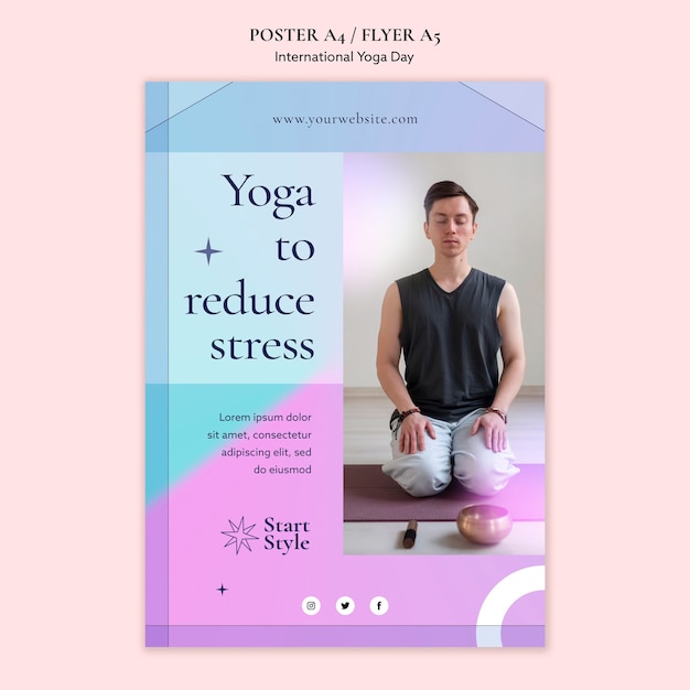 PSD gratuito plantilla de póster del día internacional del yoga