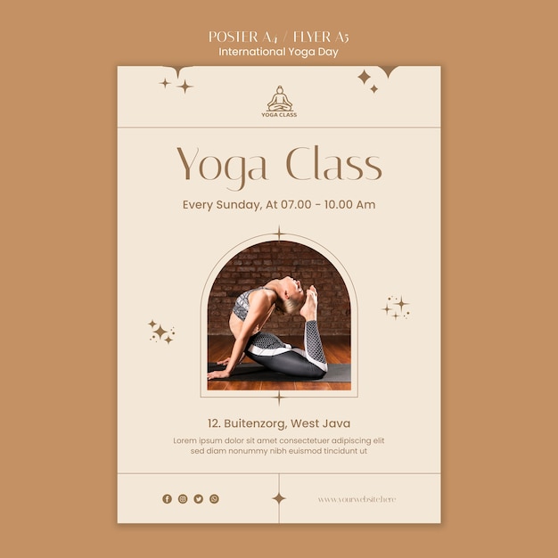 PSD gratuito plantilla de póster del día internacional del yoga