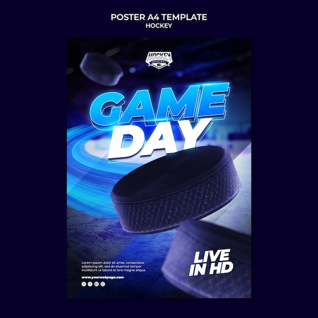PSD gratuito plantilla de póster del día del juego de hockey