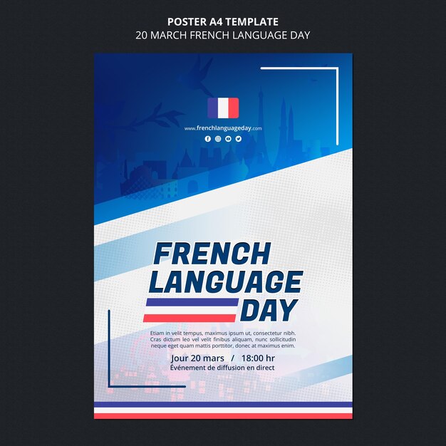 Plantilla de póster del día de la lengua francesa