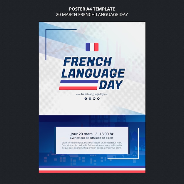 Plantilla de póster del día de la lengua francesa