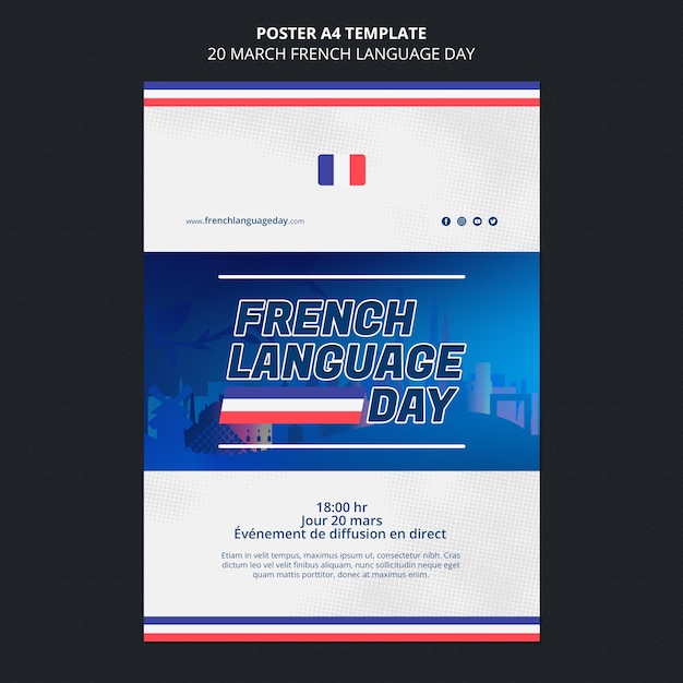 Plantilla de póster del día de la lengua francesa