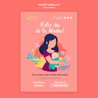 PSD gratuito plantilla de póster dia de la madre de diseño plano