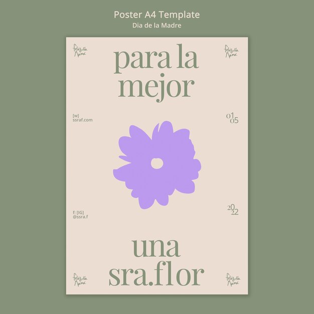 Plantilla de póster dia de la madre de diseño plano