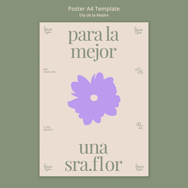 Plantilla de póster dia de la madre de diseño plano