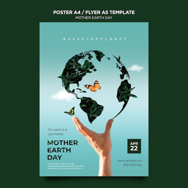 PSD gratuito plantilla de póster del día de la madre tierra