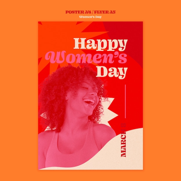 PSD gratuito plantilla de póster del día de la mujer de diseño plano