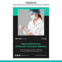 PSD gratuito plantilla de póster del día de la mujer y la niña en la ciencia