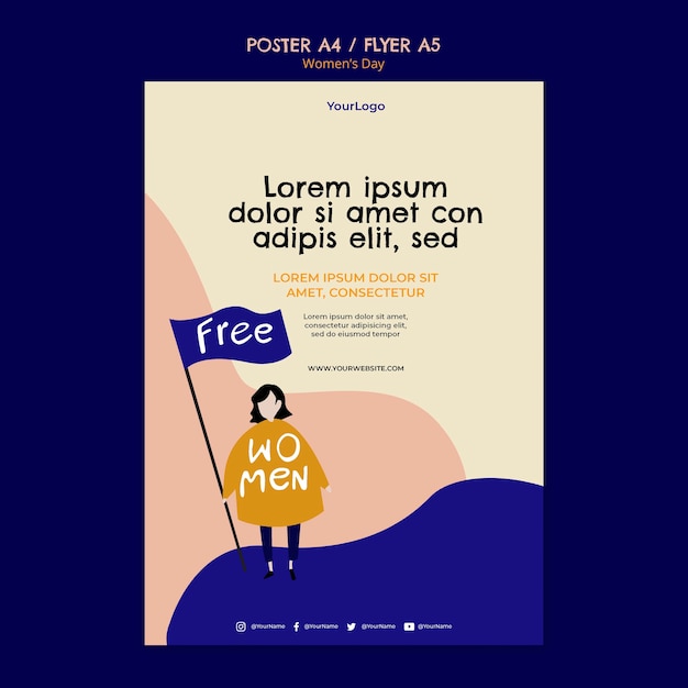 PSD gratuito plantilla de póster del día de la mujer
