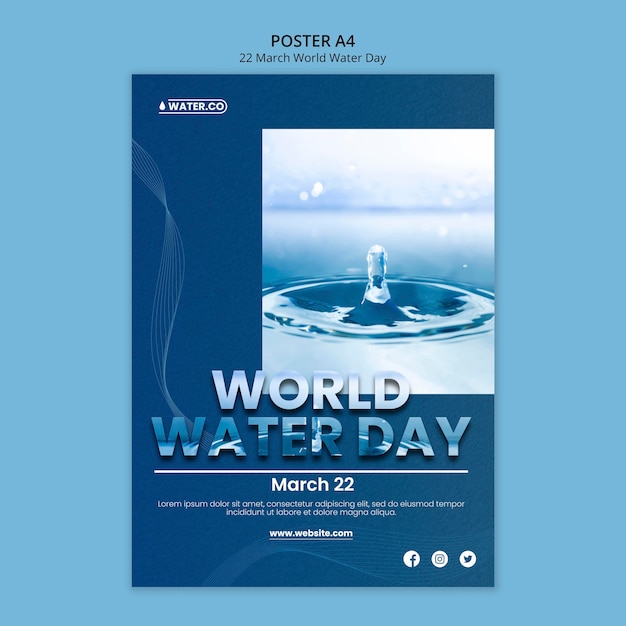 Plantilla de póster del día mundial del agua con foto