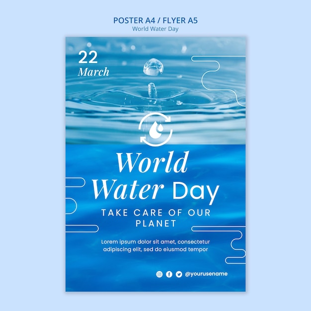 PSD gratuito plantilla de póster del día mundial del agua