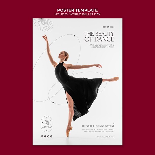 Plantilla de póster del día mundial del ballet
