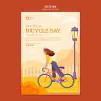 PSD gratuito plantilla de póster del día mundial de la bicicleta de diseño plano