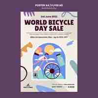 PSD gratuito plantilla de póster del día mundial de la bicicleta de diseño plano