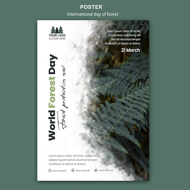 Plantilla de póster del día mundial de los bosques