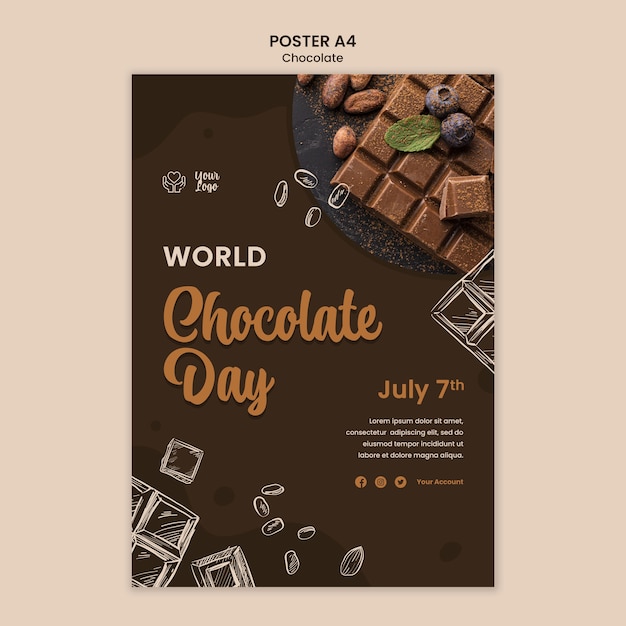 Plantilla de póster del día mundial del chocolate