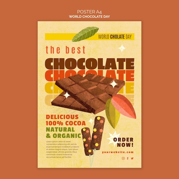 PSD gratuito plantilla de póster del día mundial del chocolate