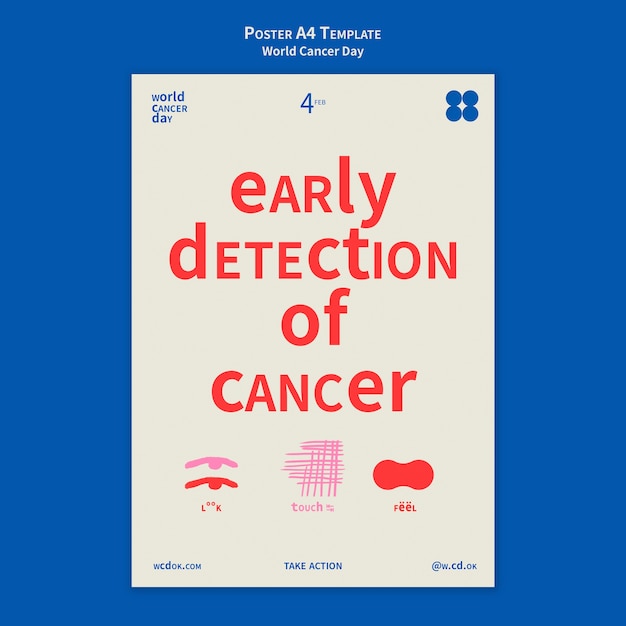 PSD gratuito plantilla de póster del día mundial contra el cáncer