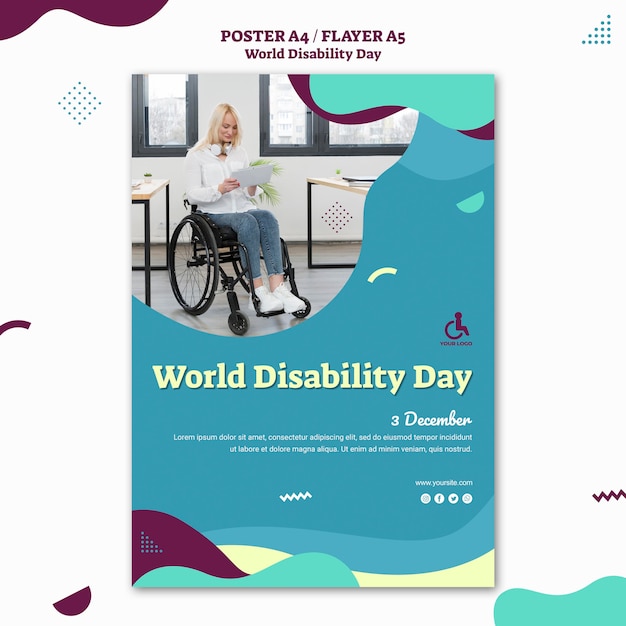 PSD gratuito plantilla de póster del día mundial de la discapacidad