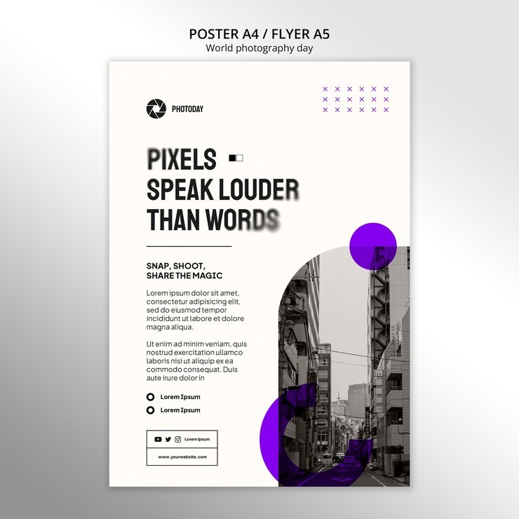 PSD gratuito plantilla de póster del día mundial de la fotografía