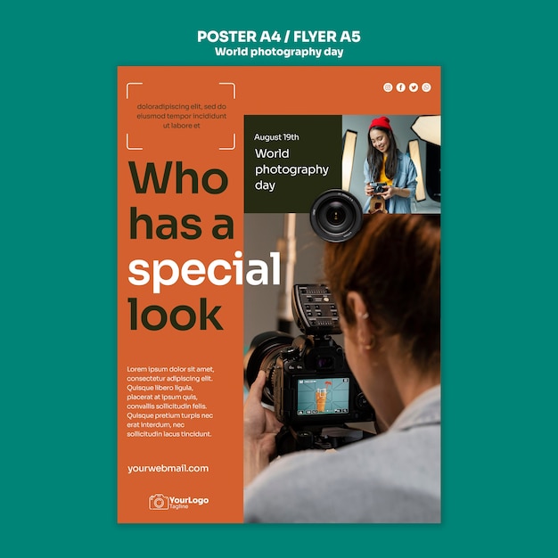 PSD gratuito plantilla de póster del día mundial de la fotografía