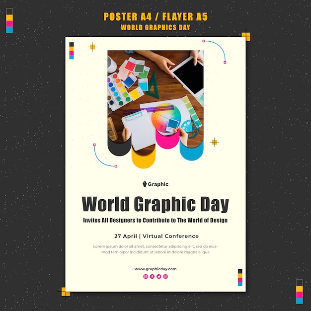 Plantilla de póster del día mundial de los gráficos