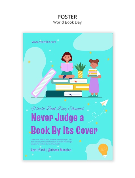 Plantilla de póster del día mundial del libro