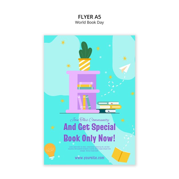 Plantilla de póster del día mundial del libro