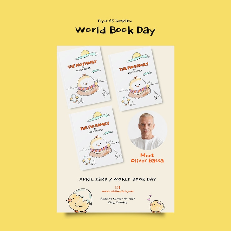 PSD gratuito plantilla de póster del día mundial del libro
