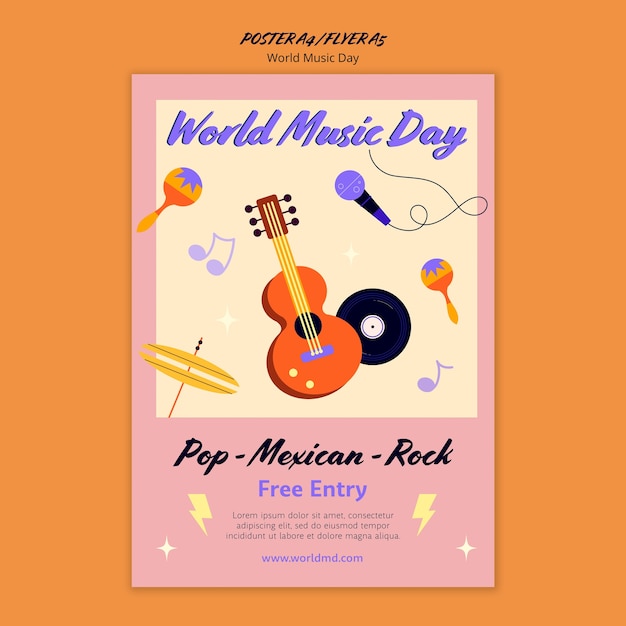 PSD gratuito plantilla de póster del día mundial de la música