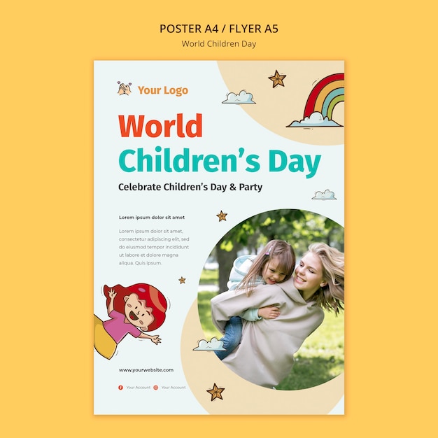 Plantilla de póster del día mundial del niño