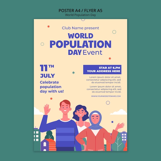 Plantilla de póster del día mundial de la población