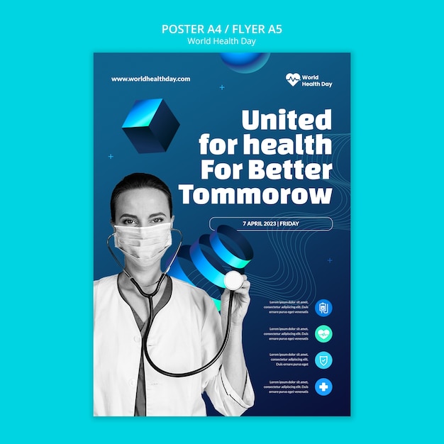 PSD gratuito plantilla de póster del día mundial de la salud con degradado