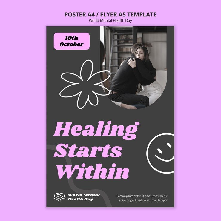 PSD gratuito plantilla de póster del día mundial de la salud mental