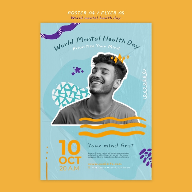 Plantilla de póster del día mundial de la salud mental
