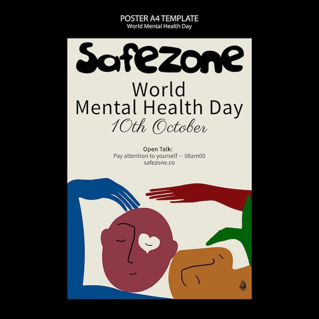 PSD gratuito plantilla de póster del día mundial de la salud mental