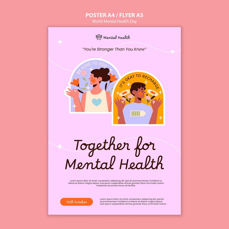 PSD gratuito plantilla de póster del día mundial de la salud mental
