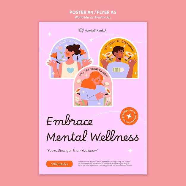 Plantilla de póster del día mundial de la salud mental