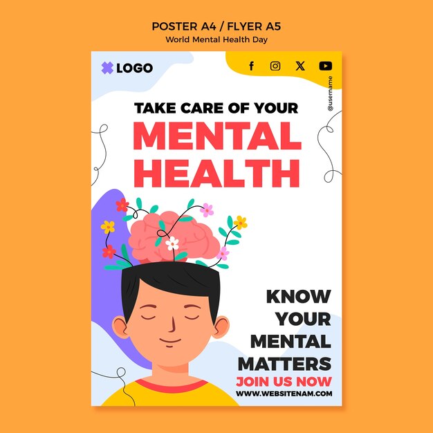 Plantilla de póster del día mundial de la salud mental